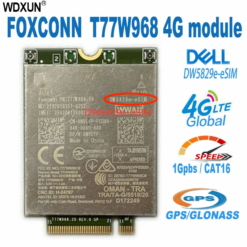 T77w968 dw5829e e-sim lte cat16 gnss modul wwan breiten karte 5420 5424 7424 7400 2-in-1 7600 7310 7400 7410 7540 usb 4g modul