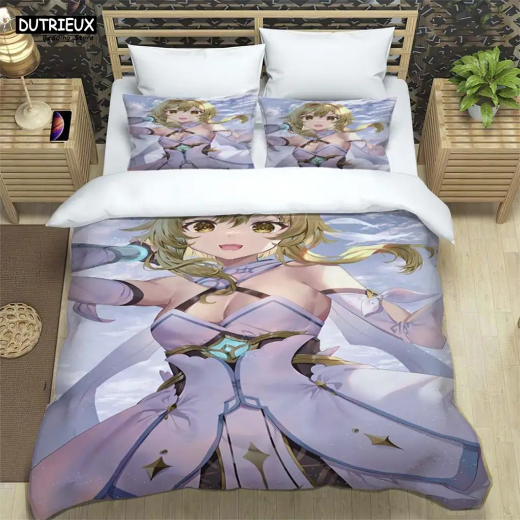 

Genshin Impact Digital Printed Polyester Bedding Set For Boys And Girls Three Piece Comfortable Soft Couple Gift Bedding Sets