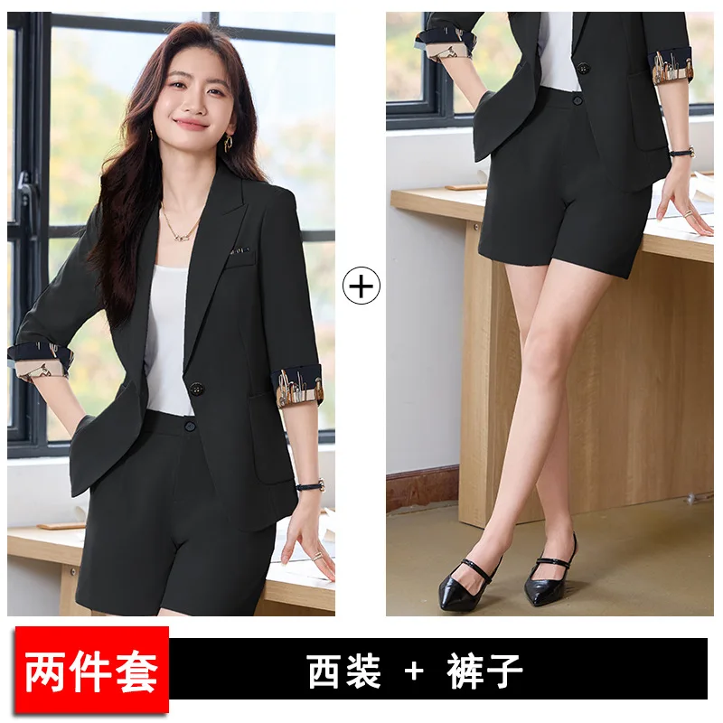 2025년 신상 봄 여성용 3/4 소매 블레이저, 작은 사이즈 디자인, 패셔너블 캐주얼 우아한 정장 세트