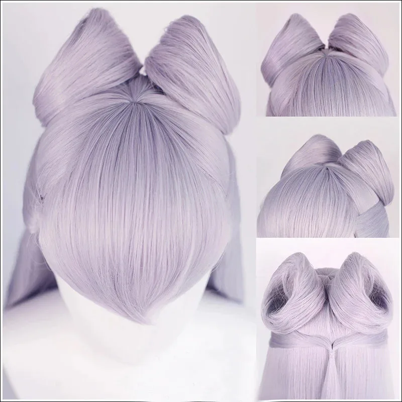 didi 2025 2025 hhhGame Baddest Evelynn LOL KDA Cosplay Long Purple Wigs with Buns Heat Resistant Synthetic Hair + Wig Cap