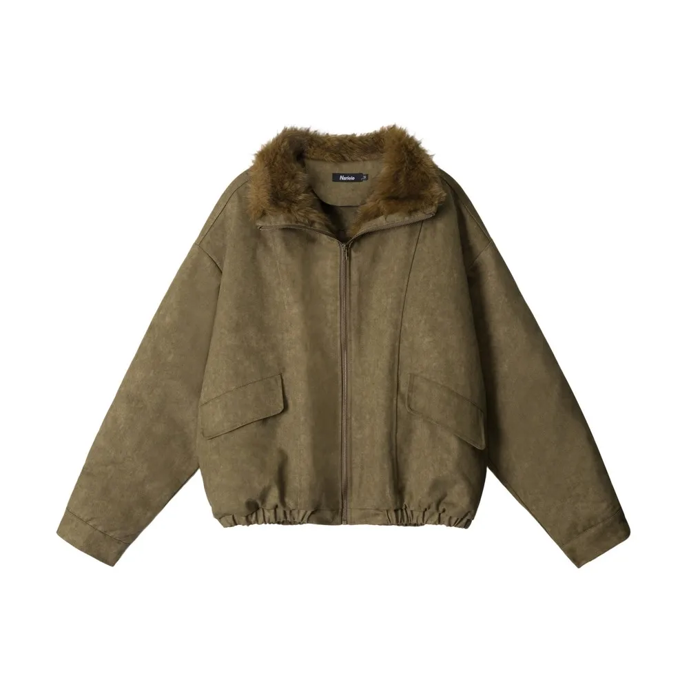 

Однотонная меховая воротник, свободная винтажная теплая куртка, хлопковые пальто для женщин и девочек, верхняя одежда для акмедиа, весенне-зимняя одежда, уличная одежда