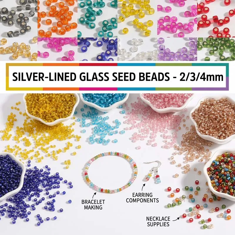 150-1000PCS 2MM 3MM 4MM Small Glass Seedbeads For Jewelry Making Diy Bracelet Necklace Cylindrical Clothing DIY Accessories