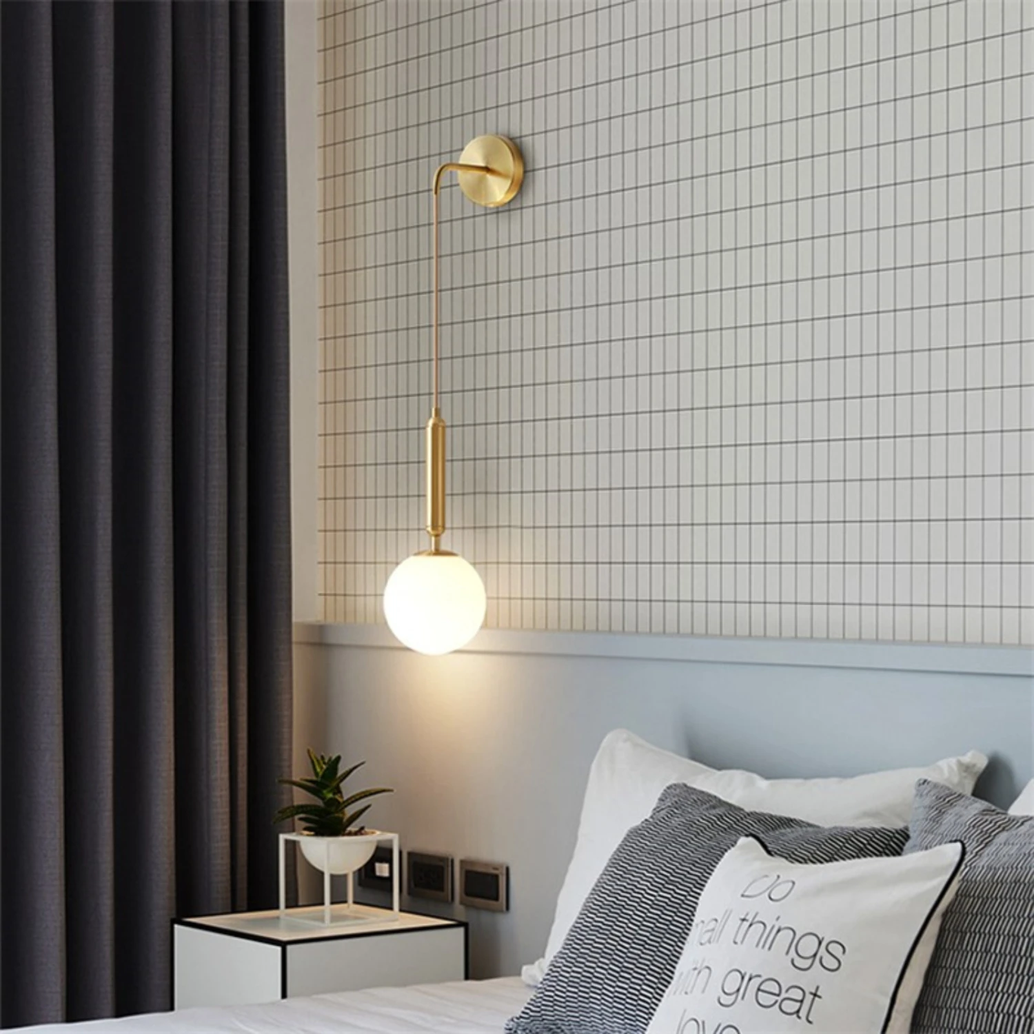 Nuova lussuosa lampada da parete a LED in vetro creativo nordico moderno-lampada elegante e unica per il comodino della camera da letto del soggiorno-El