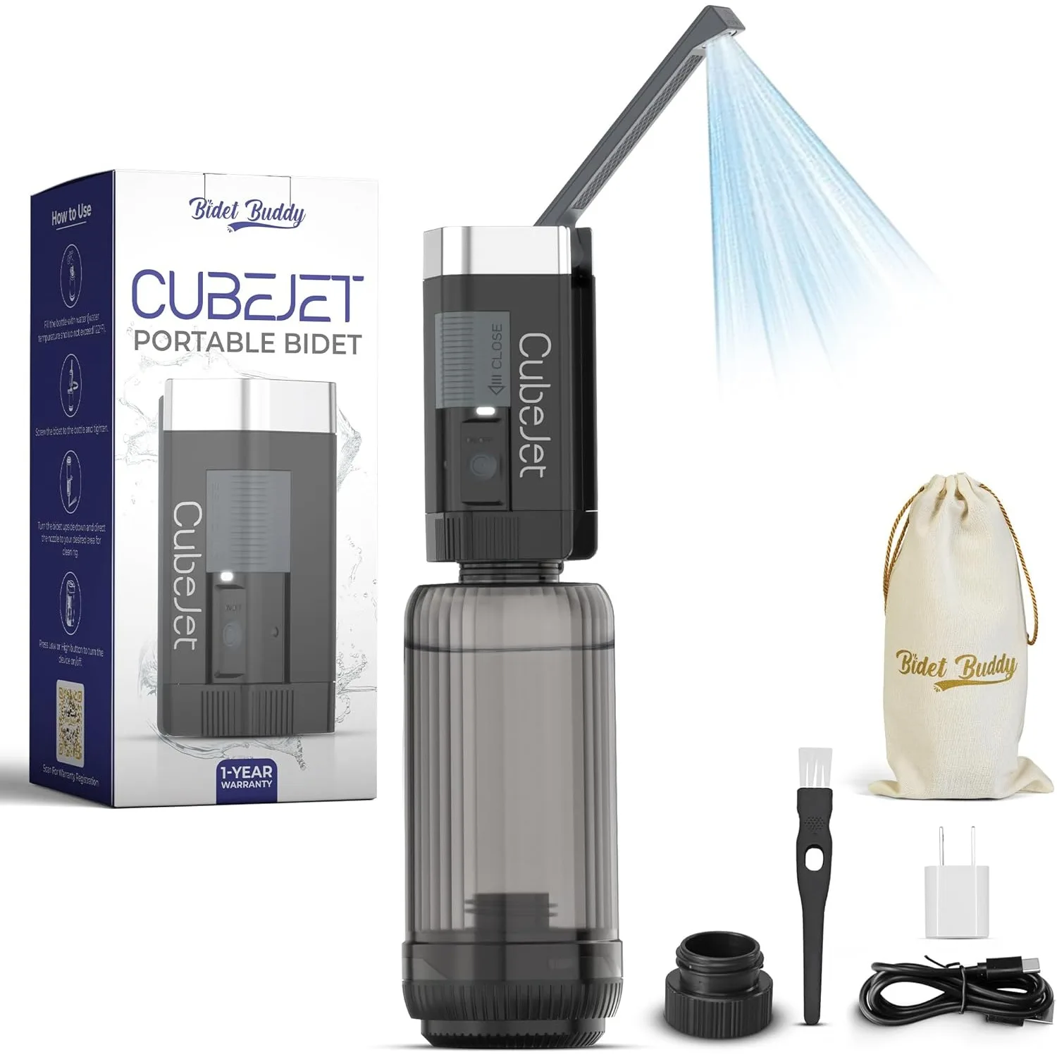 

BIDET BUDDY Portable Bidet for Travel & Camping | Electric Handheld Bidet Sprayer | Waterproof High Pressure Personal Cleaning