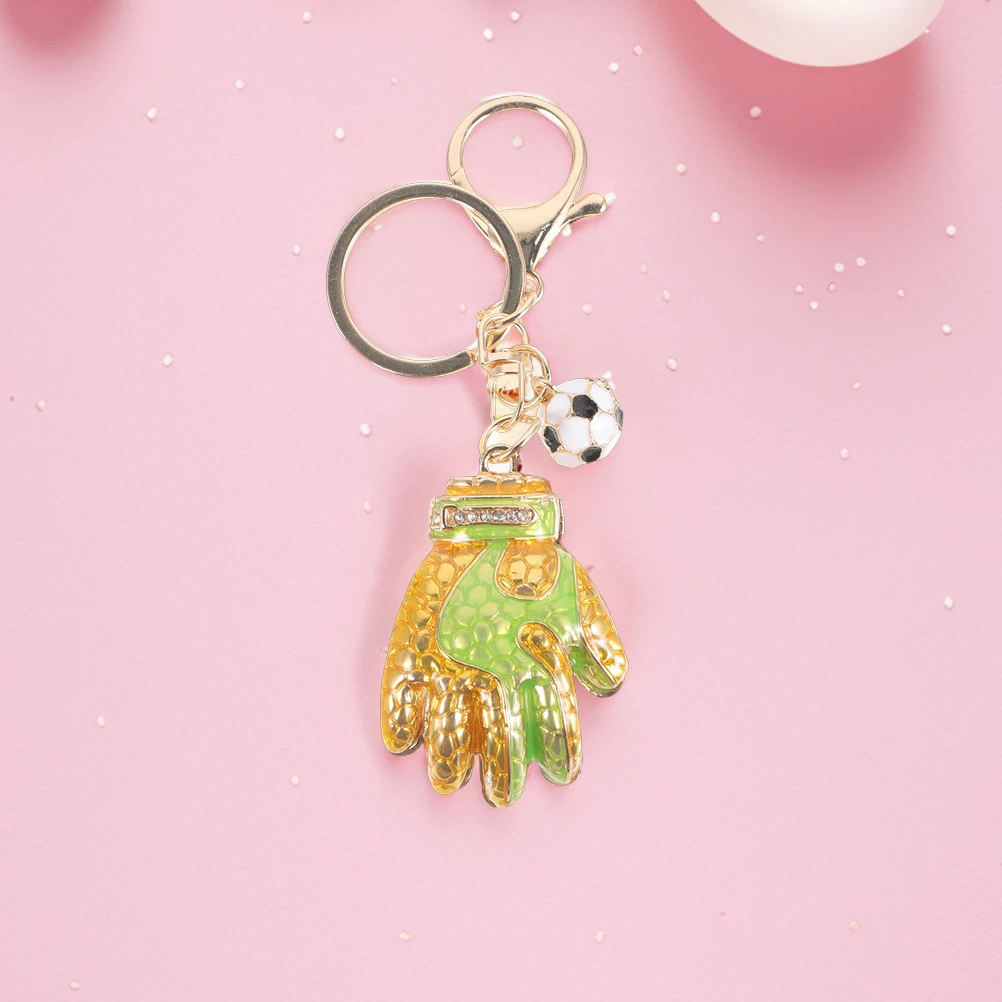 

2 Pcs Decorative Soccer Glove Pendant Keychain Gloves Backpack Lover Present Carnival Reward