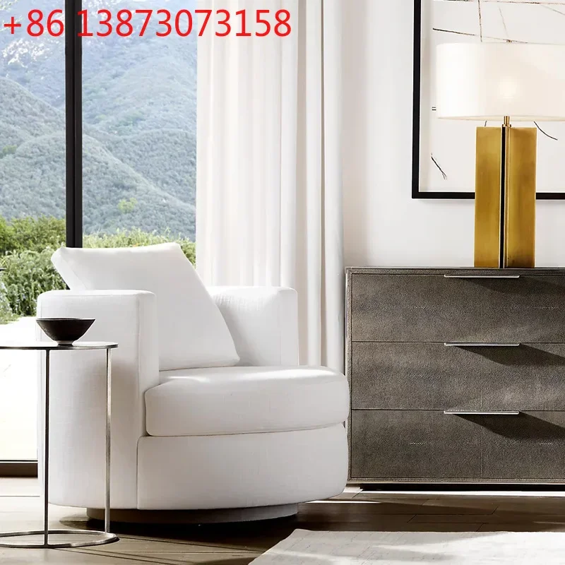 Nordic linen fabric round sofa chair with style light luxury living room rotating leisure chair balcony bedroom single chair