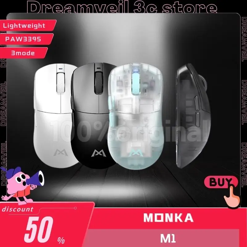 

Беспроводная Bluetooth-мышь MONKA M1, 3 режима, легкая, 55 г