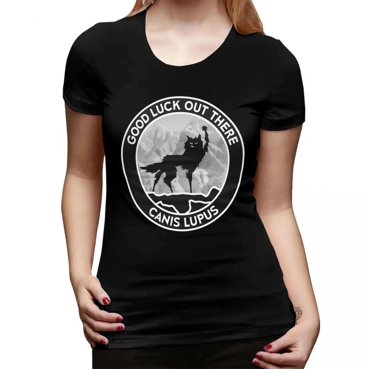 Fantástico Mr Fox - Wolf - Canis Lupus - Camiseta de preenchimento para mulheres O-pescoço Streetwear Camisetas femininas de manga curta Roupas Tops