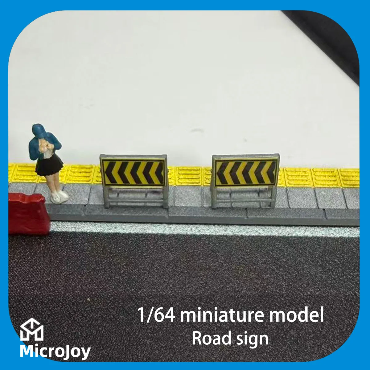 Detailed scene 1: 1:64 scale miniature model of a repair factory road guide sign, traffic sign, mini street fire department decoration, car model scene with distressed effect, set of 2