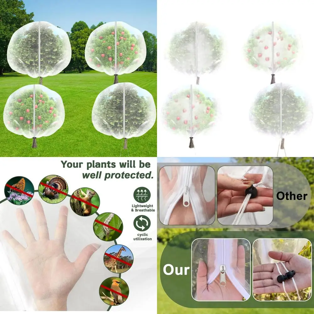 

Сетка для деревьев 3х3 м (10x10 футов) усиленная, с молнией и шнурком, для защиты фруктовых деревьев, от птиц и вредителей, для садов