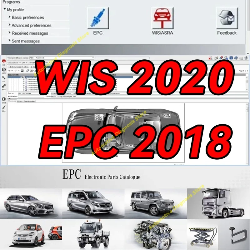 2020.10 لمرسيدس بنز WIS/ASRA EPC ورشة عمل خدمة إصلاح دليل وأجزاء كتالوج برنامج التثبيت والتنشيط عن بعد