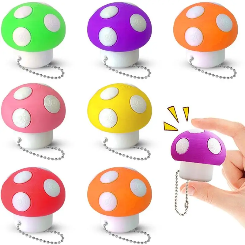【IIOO】1/3/5Pcs 3D Printed Mushroom Stress Relief Mechanical Keyboard Keycap Finger Press Keychain Pendant For Stress Release