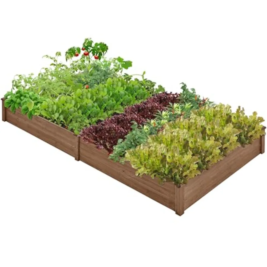 

Деревянная приподнятая грядка 92,5 x 47,5 x 10 дюймов (8x4 фута) для садоводства на заднем дворе, коричневая
