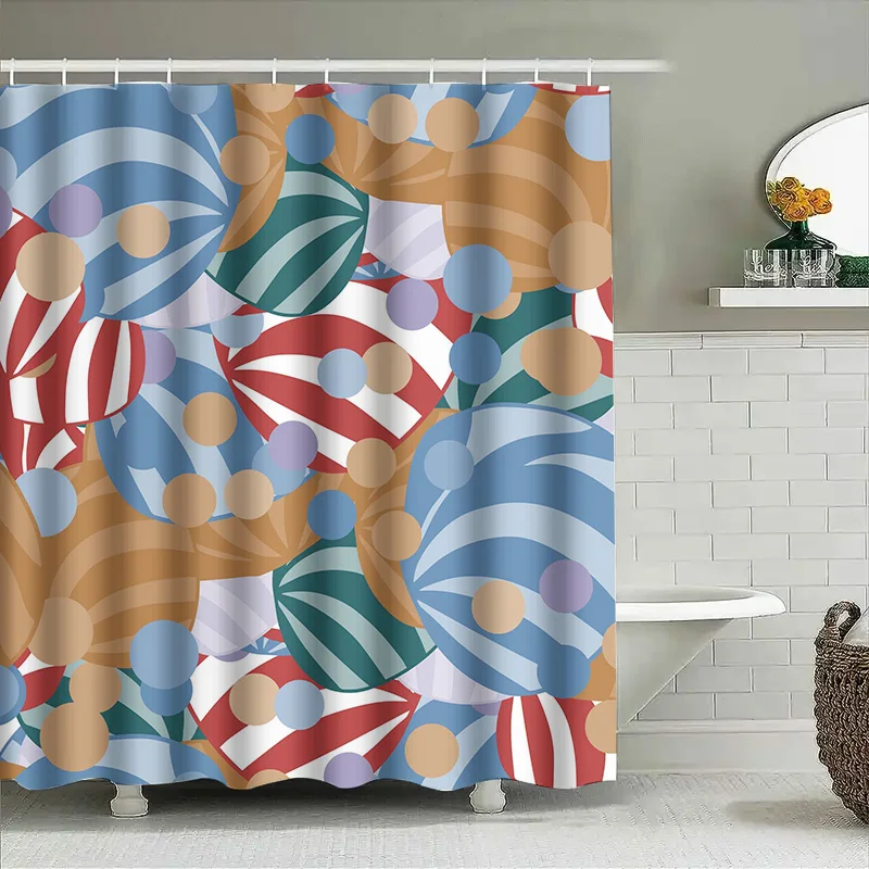 

Яркая занавеска для душа с красочным принтом, домашний декор, водонепроницаемая ткань, аксессуар для ванной комнаты, размер 72x84 дюйма, красный, белый, синий