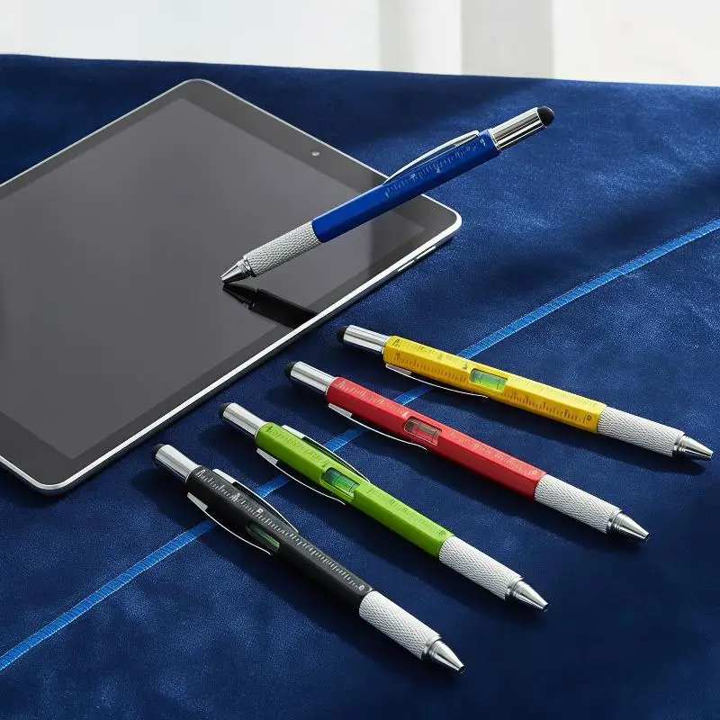 Multifunctional Touch Screen Stylus Pen with Screwdriver Ruler Level Gauge for Teachers Online Course Teaching Home Repair