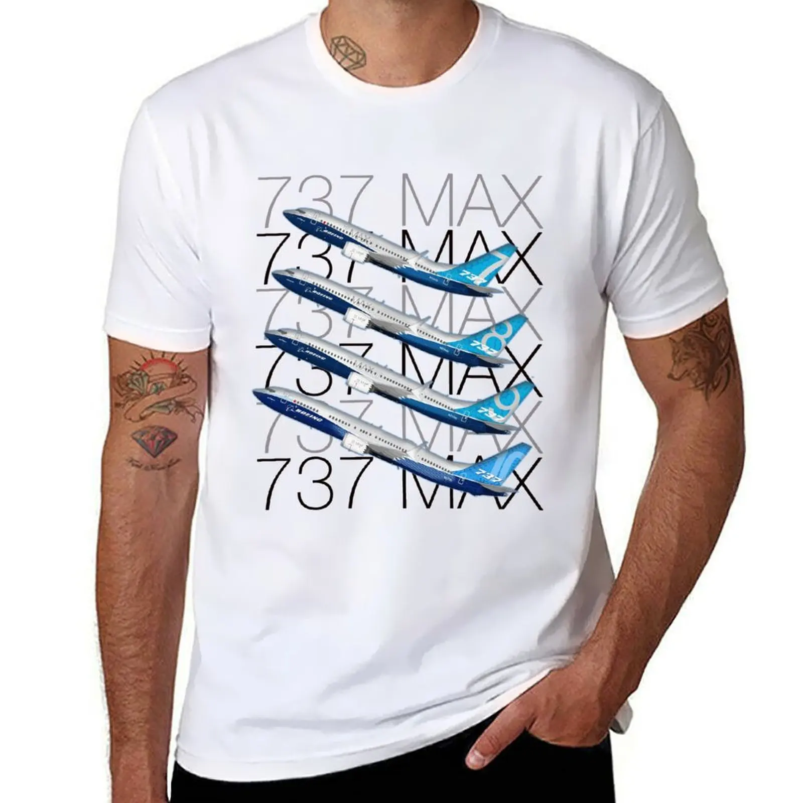 737 MAX Familiy T-shirt summer clothes korean fashion Blouse plus sizes fruit of the loom mens t shirts