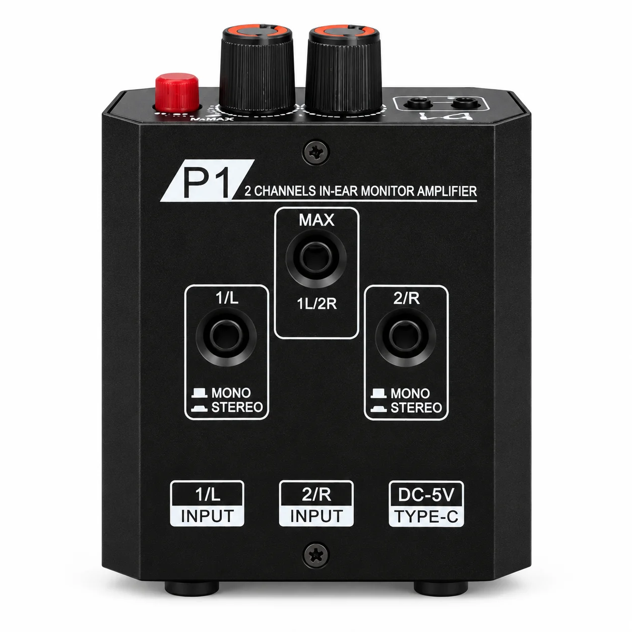 P1 Portable Personal In Ear Monitor Amplifier Dual Channel Headphone Amplifier Independent Volume Mix Balance Control for Musici