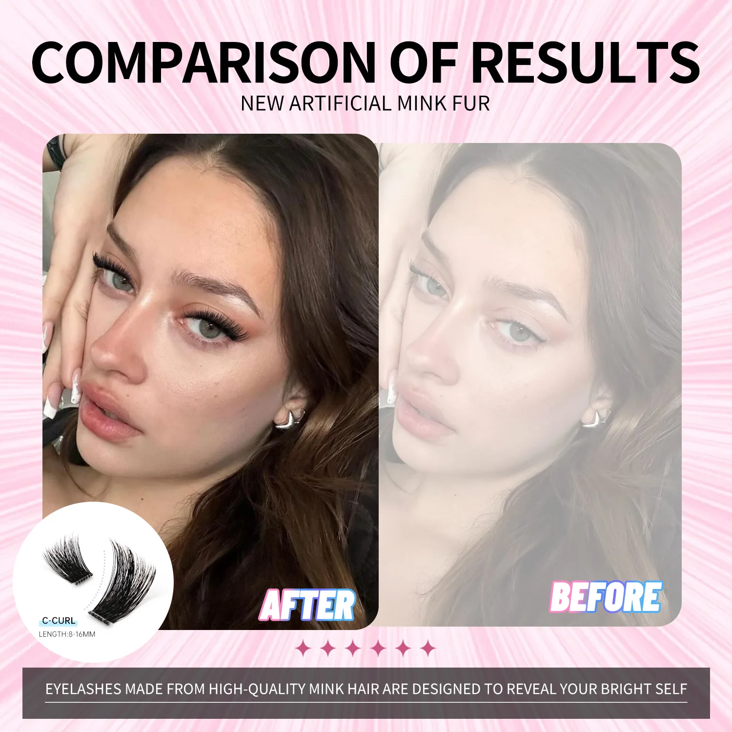 GROINNEYA Lash Clusters Lash Extension Kit Eyelash Extension Kit Mink False eyelashes Look Fluffy Eye Lashes Makeup