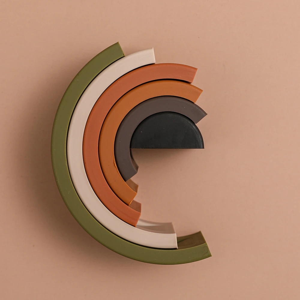 Montessori Baby Toy Stacking Building Blocks Toys Silicone Matching Creative Toys Game Edible Early Educational Toys Baby Gifts