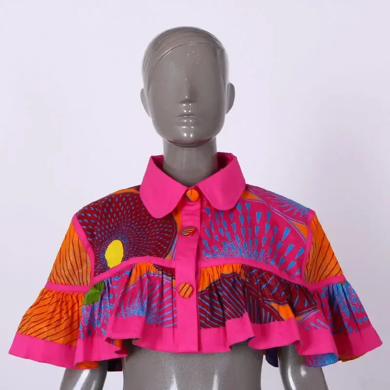 BRW 2026 Fabric African Necklaces For Women Shawl African Chokers Necklaces Print Ankara Tribal Handmade False Collar WYA028