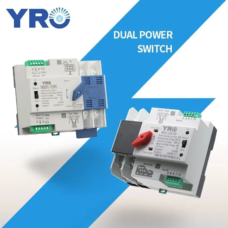 Din Rail 4P Mini ATS Dual Power Automatic Transfer Switch Electrical Selector Switches Uninterrupted Power 100A