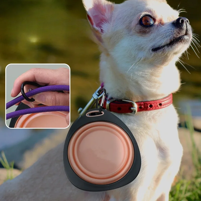 Foldable Dog Bowl 320ml Silicone Puppy Food Container Healthy Safety Pet Travel Drinking Bowl for Dogs Cat Feeder Dish