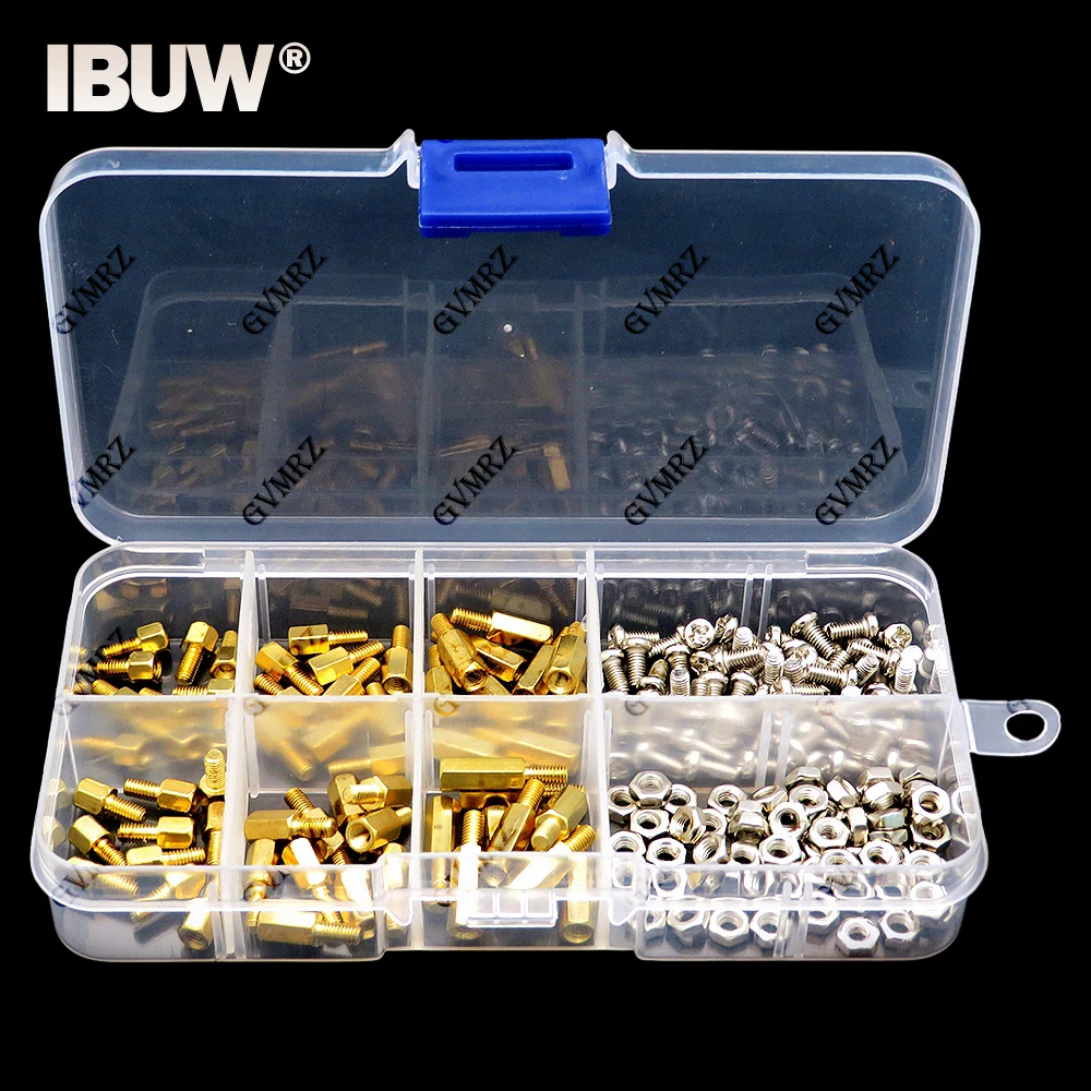 180PCS M3 Brass Hex Column Standoff Support Spacer Pillar M3 Screw Nut For PCB Board