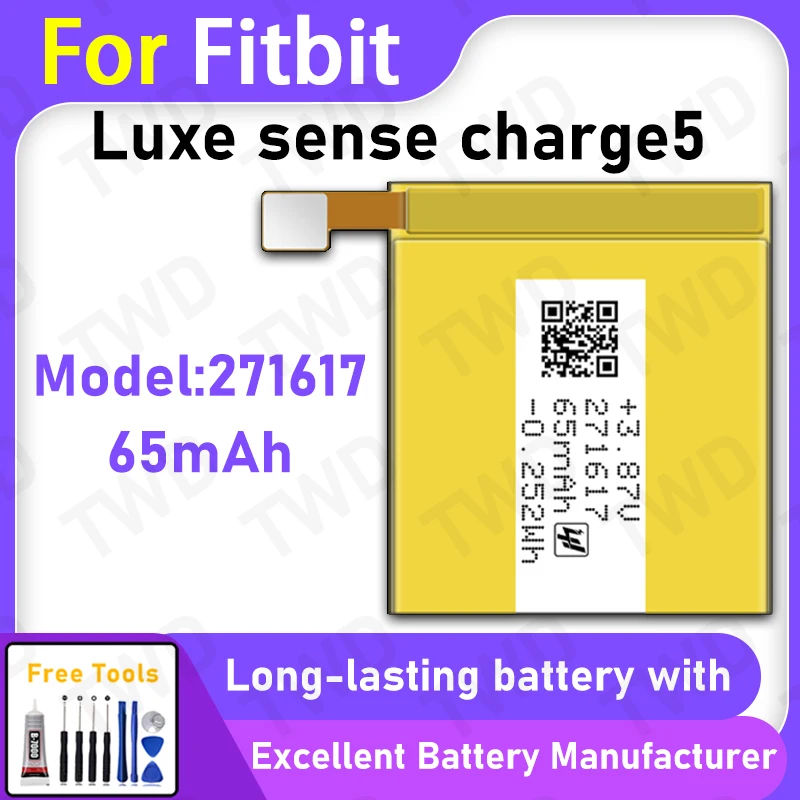 

100% New 65mAh 271617 Battery For Fitbit Luxe sense charge5 Replacement Bateria+Free Tools