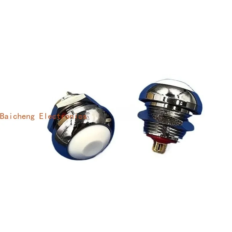 5pcs Hole 12 waterproof dust circular metal edge white button power normally on button reset 2-pin switch
