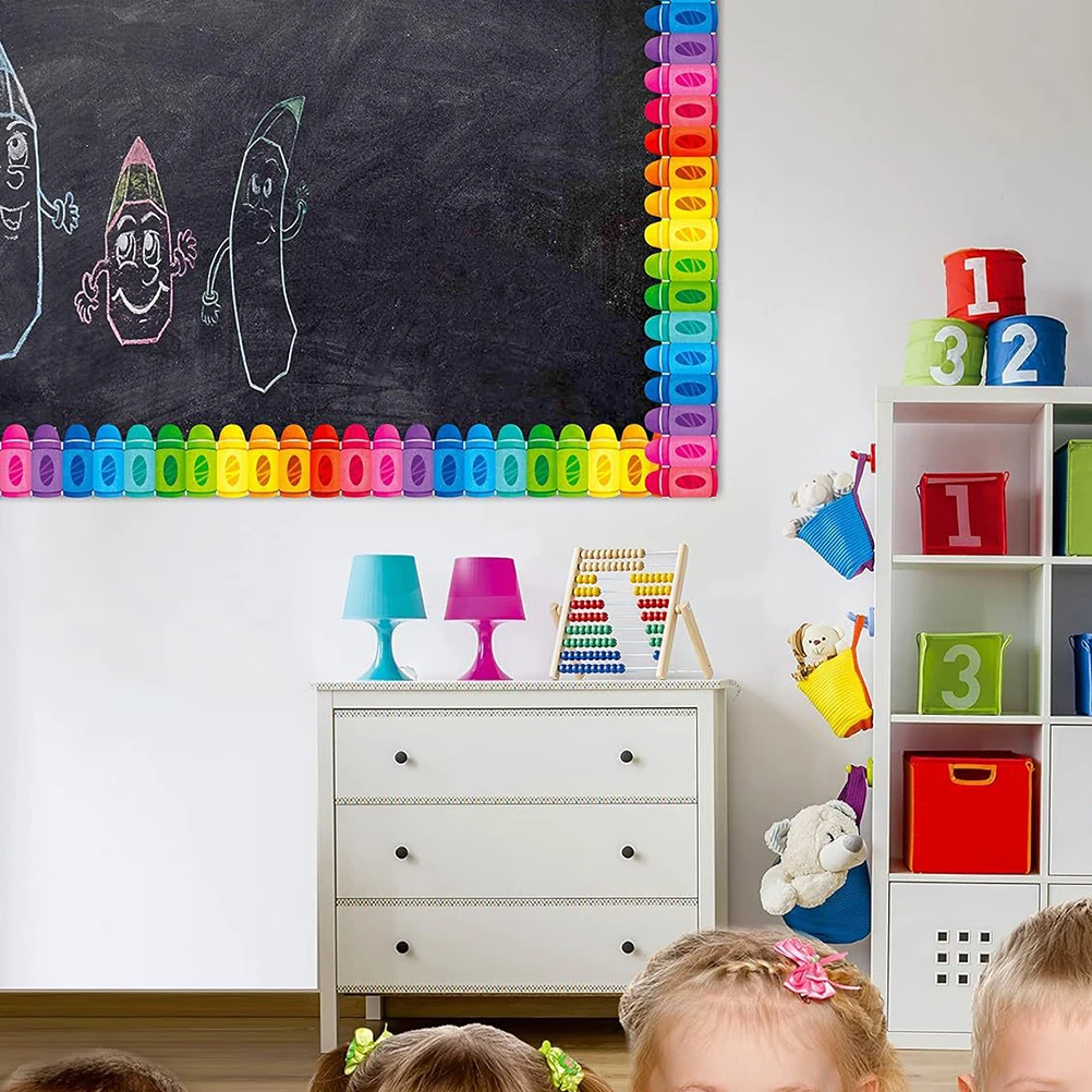 

1 Roll Classroom Chalkboard Border Sticker Bulletin Board Sticker Classroom Decoration Crayon School Wall Decor