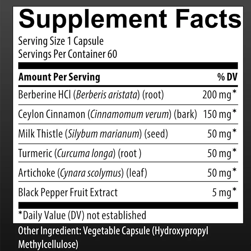 Huanglian Su with Ceylon Cinnamon, Turmeric, Milk Thistle, Thistle, Black Pepper, 60 Capsules