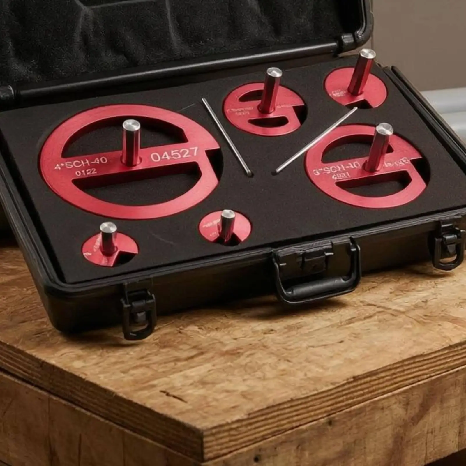 6 Pieces PVC Pipe Reaming Tool 40 Sizes Hard Case Reaming Tool Kit Anodized Pink Fitting Maintenance Tool
