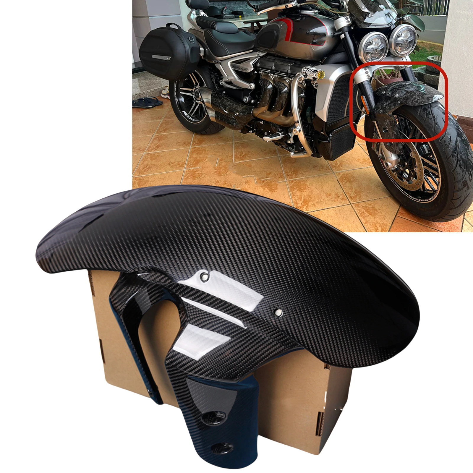 3PCS Motorcycle Front Fender Mudguard Tyre Flap Guard For Triumph Rocket 3 2020 2021 2022