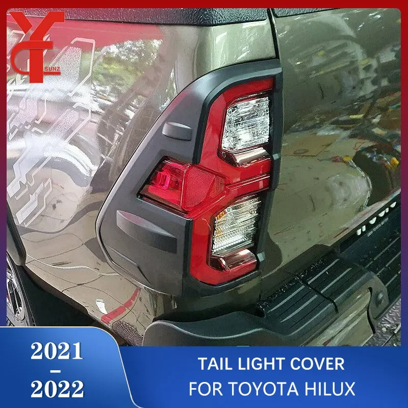 ABS Tail Light Lamp Covers For Toyota Hilux 2021 2022 2023 4x4 Rear Lamp Hoods Car Styling Accessories