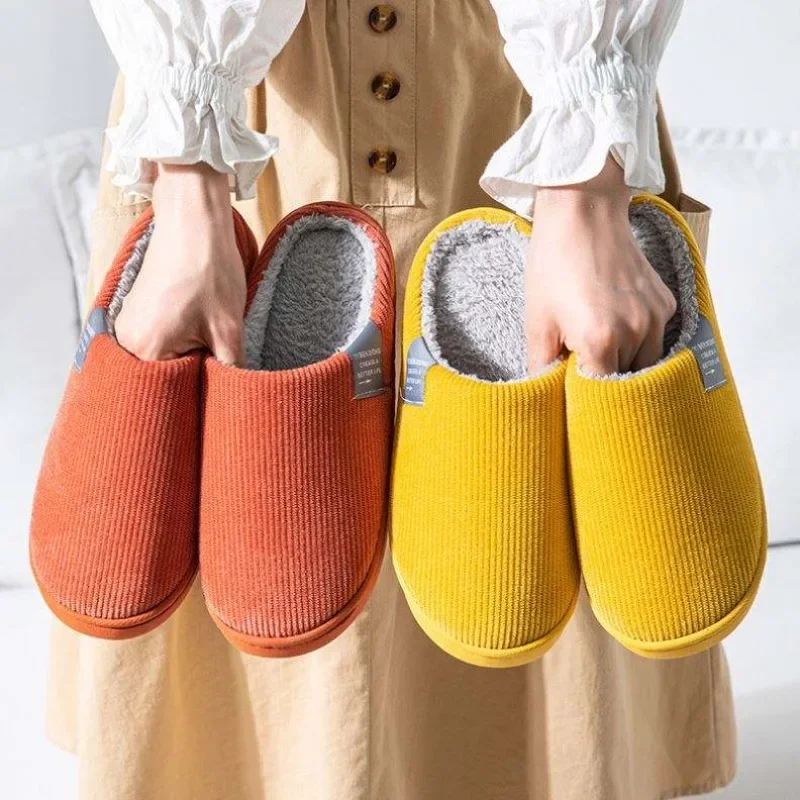 

Fashionable Men Women Designer Multi Color Striped Indoor Slippers Custom Logo Anti Slip PVC Outsole Ladies Corduroy Slippers