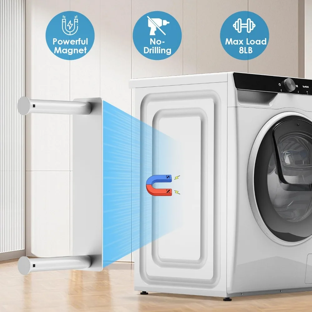 MFTEK ハンガーオーガナイザー スタッカー、磁気ハンガーホルダー、洗濯機クローゼットランドリールーム用伸縮式ハンガー収納ラック O