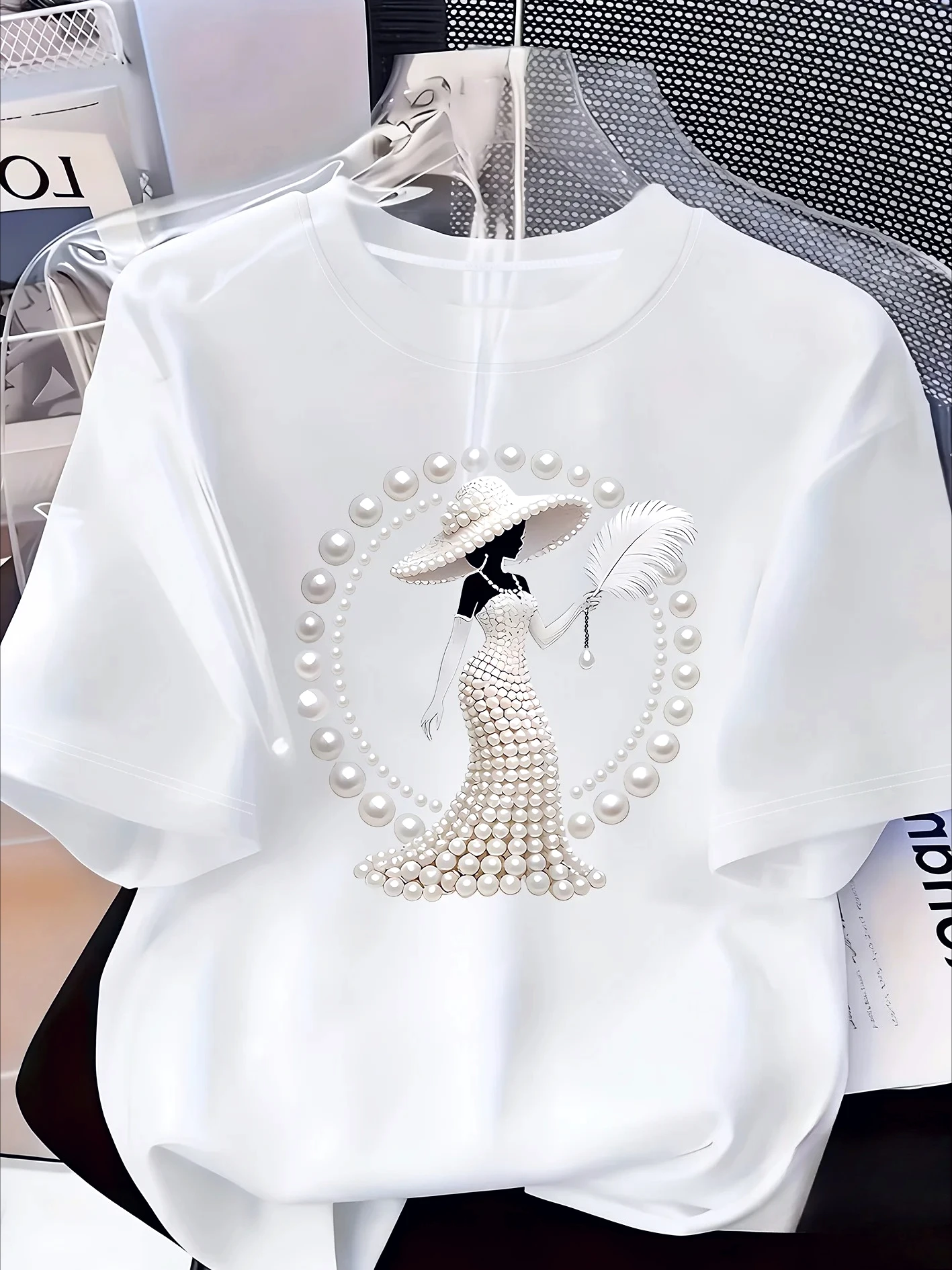 Elegant and Light Luxury Style Outfit Women's Printed T-shirt Light Luxury Gorgeous Daily Spring/summer Casual  Short Sleeve Top