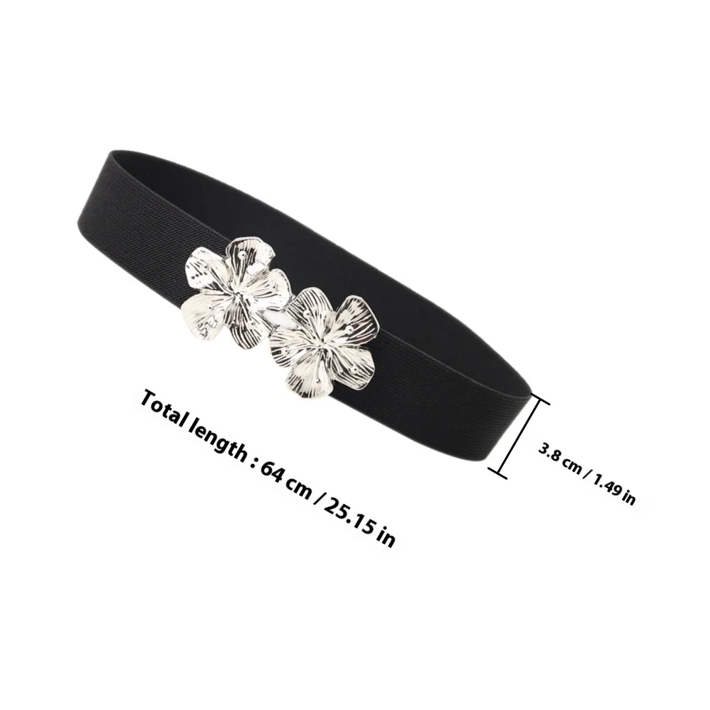 2 قطعة حزام خصر مرن للنساء خمر واسعة تمتد Cinch الأزهار مشبك فستان أحزمة الموضة غير رسمية فستان مرن حزام الخصر #5