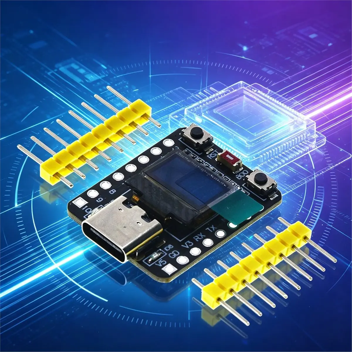 -C3 Development Board 0.42 Inch 72x40 OLED Development Board 2.4G WiFi BLE5.0 Type-C USB Black