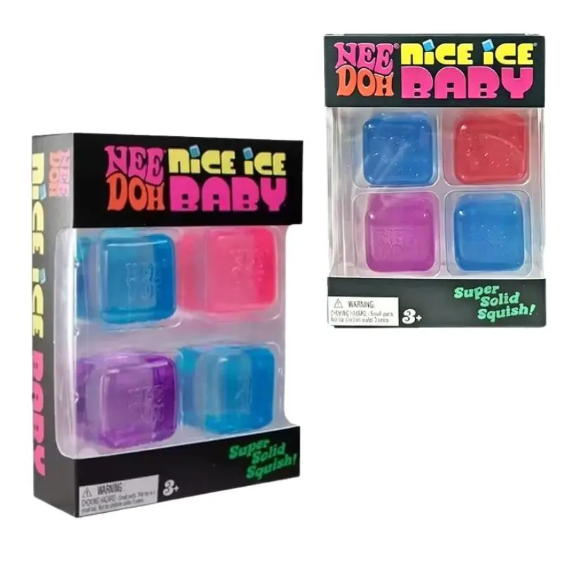 2026New Needoh Nice Ice Fidget Cube Set 4 Pack Super Solid Squish Sensory Toys Non-toxic Squeeze Toys for ADHD and Autism Gift