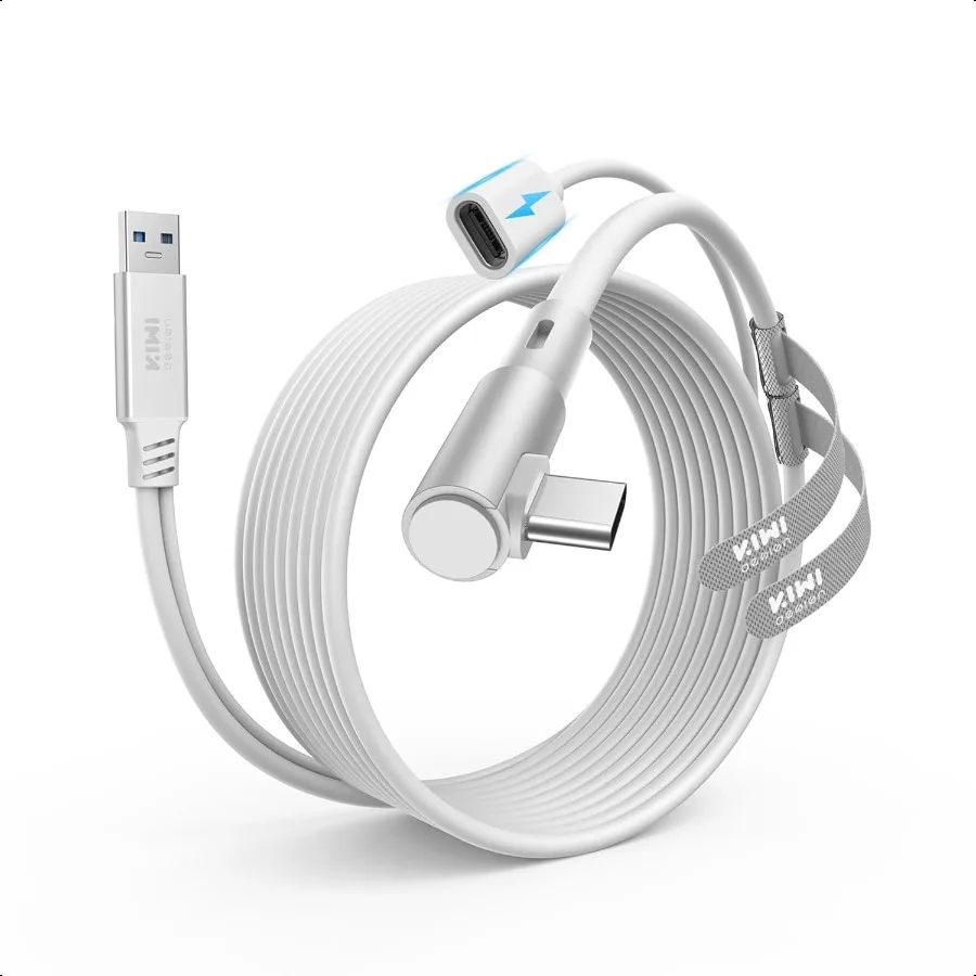 كابل ربط بتصميم KIWI مع شحن بطول 16 قدم متوافق مع Meta Quest 3S 3 2 Pro Pico 4 Accories والكمبيوتر SteamVR USB 3.0 إلى USB C