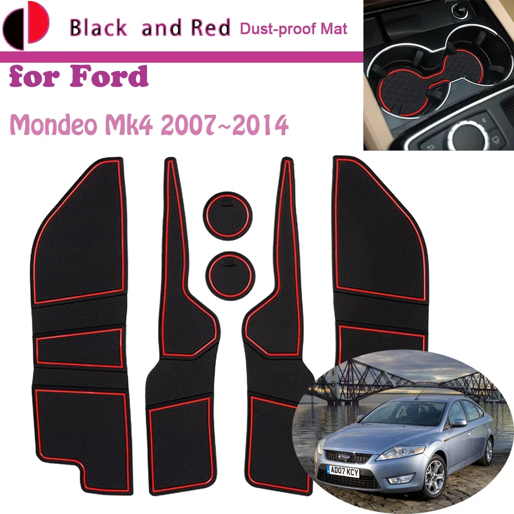 

Rubber Door Groove Mat for Ford Mondeo Mk4 2007~2014 2008 Cushion Gate Storage Slot Coaster Dust-proof Car Interior Sticker Pad