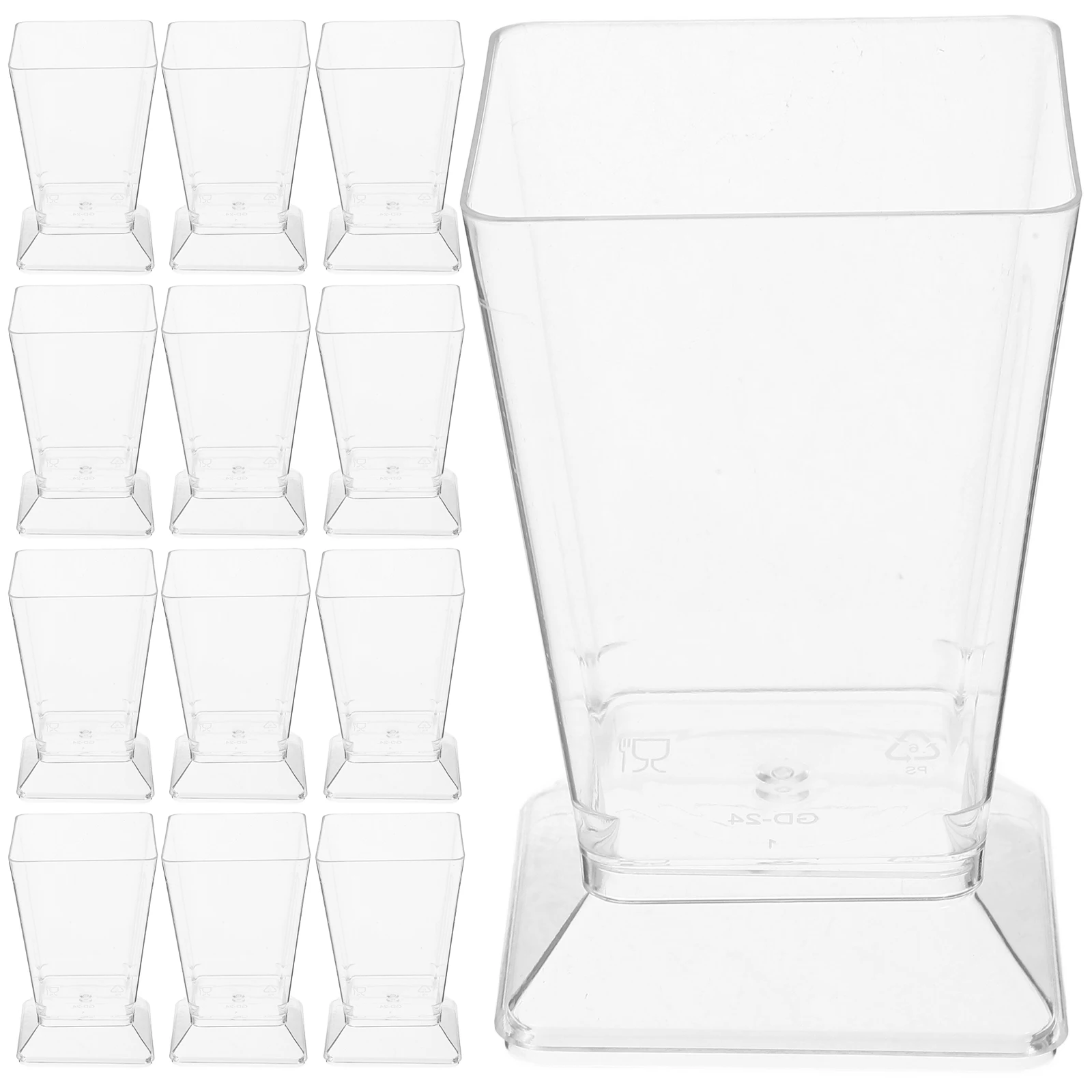 

25 Pcs Dessert Cup 5OZ 150ml Clear Cake Pop Mousse Tiramisu Pudding Square Heart Spoon Included Home Bar Party Use