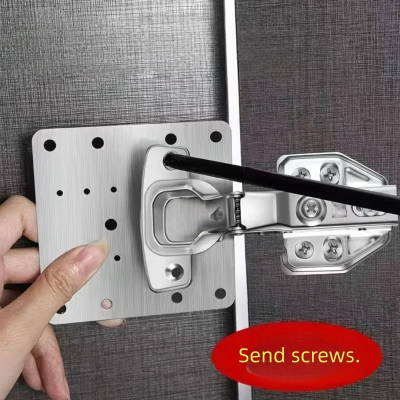 Cabinet Hinge Repair Plate Kit Kitchen Cupboard Door Hinge Mounting Plate With Holes Flat Fixing Brace Brackets Household Tools