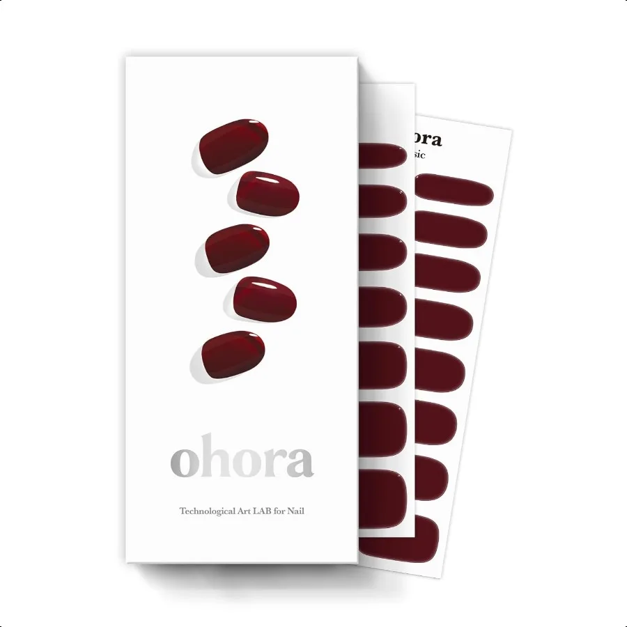 ohora Semi Cured Gel Nail Strips N Classic Bury Red Solid Works with Any UV LED Lamps SalonQuality Long Lasting Easy to Apply R