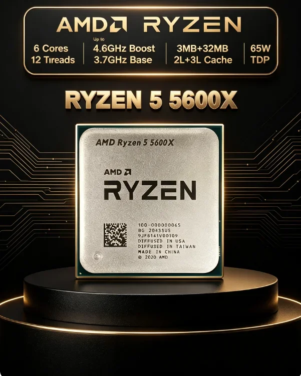AMD Ryzen 5 5600X Processor CPU New 3.7GHz 6-Core 12-Thread R5 5600X 7NM 65W L3=32M 100-000000065