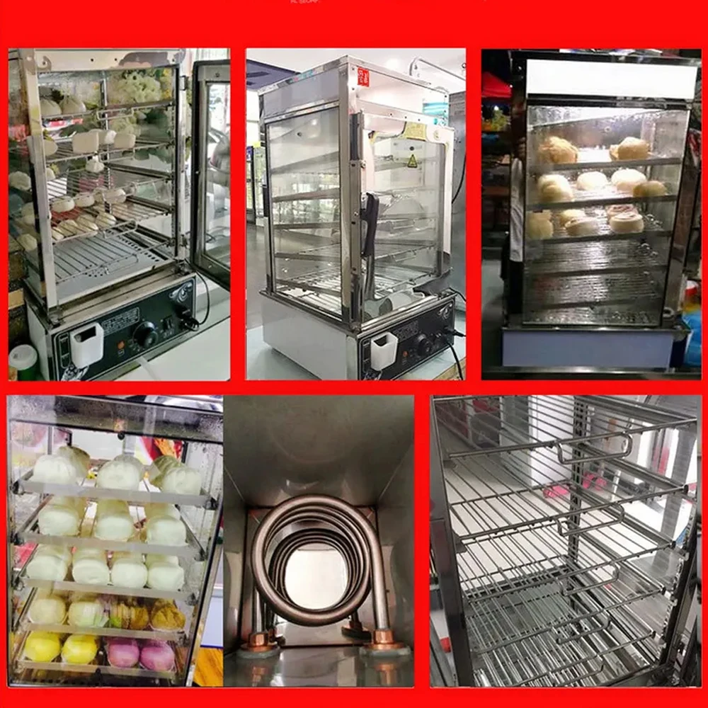 XEOLEO Commercial 5-Layer Electric Bun Steamer Bread Food Warmer Cabinet Stuffed Bun Steam Machine Stainless Steel Buns Furnace