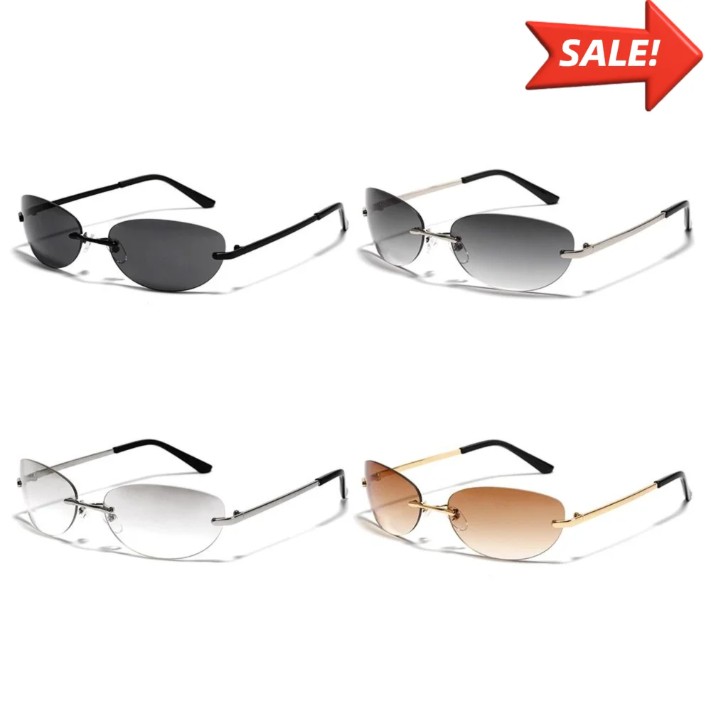 

UV400 Goggles Rimless Wrap Around 2000'S Punk Sunglasses Y2K Sunglasses Sun Glasses