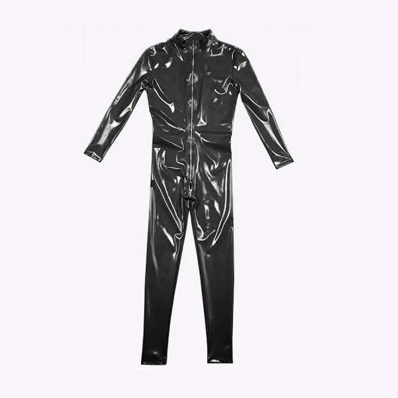 PVC lucido tuta cosplay moda donna catsuit moto motociclista body night club passerella tuta in pelle sexy con apertura sul cavallo collant
