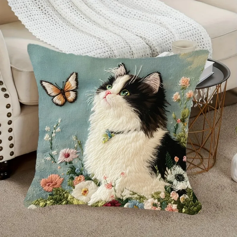 Embroidered Ragdoll Cat Cushion Covers Chair Living Room Pil